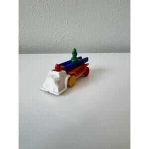 Vintage Plastic Fire Truck Puzzle Key Chain Primary Colors Fidget Toy